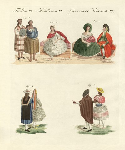 Perui ruhák (színes gravírozás) alkotó: German School