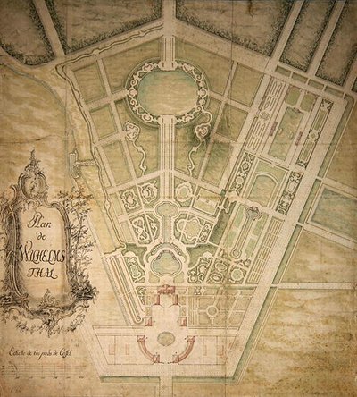 Wilhelmsthal terve (toll, tinta és akvarell papíron) alkotó: German School