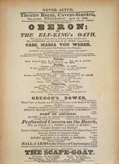 Carl Maria von Weber „Oberon” első előadásának bemutatója a londoni Convent Gardenben, április 12-én alkotó: German School