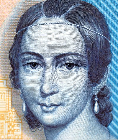 Clara Schumann portréja 100 márkás bankjegyen, előlap alkotó: German School