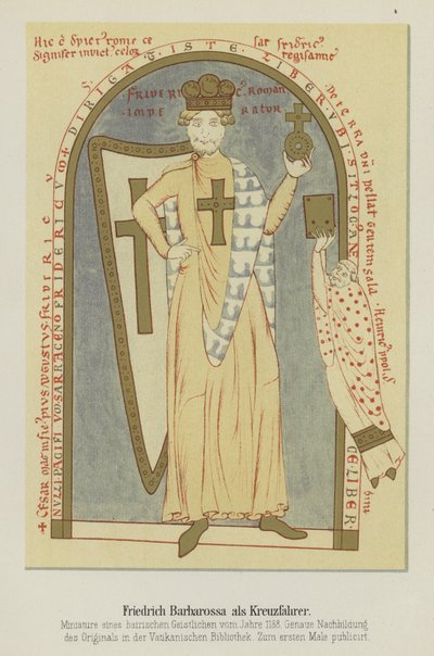 Frigyes Barbarossa, római római császár keresztes lovagjának portréja, 1188 alkotó: German School