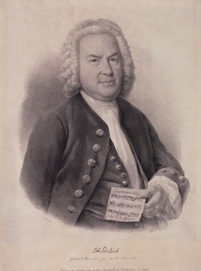 Johann Sebastian Bach (1685-1750) portréja, amelyet F.G. metszett. Schlick, 1840 alkotó: German School