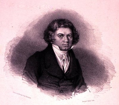 Ludwig van Beethoven (1770-1827) portréja, Faustin Herr metszete (litho) alkotó: German School