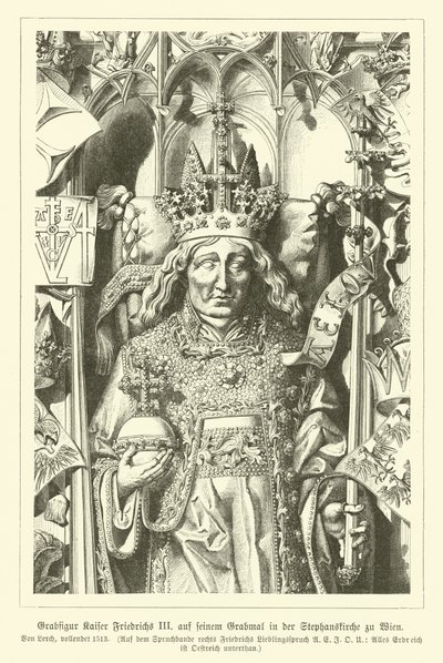 III. Frigyes római császár portréja, a bécsi Szent István-székesegyházban lévő sírjából (metszet) alkotó: German School