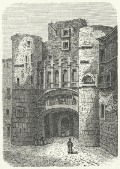 Praetoria kapu és Placa Nova, Barcelona (metszet) alkotó: German School