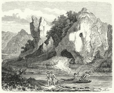 Őskori férfiak hálóval halásznak (metszet) alkotó: German School