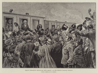Bismarck herceg indulása Berlinből, a stettini pályaudvaron (metszet) alkotó: German School