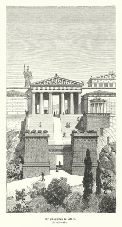 Propylaea, az athéni Akropolisz bejárata, az ókori Görögország (metszet) alkotó: German School