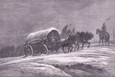 Porosz tereposzlop a hóban, Cassells History of the War Franciaország és Németország között, kiadó: Cassell and Company Limited, 1890 körül (litho) alkotó: German School