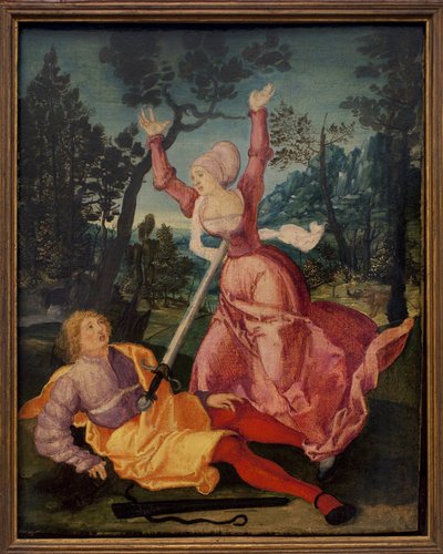 Pyramus és Thisbe. (A két babiloni családtagjaik ellenkezése ellenére is szerette egymást, elhatározták, hogy együtt menekülnek, és egy gyilkos lábánál találkoznak. Az érkező Pyramus azt hiszi, hogy barátját felfalta egy oroszlán, és megszúrta magát de alkotó: German School