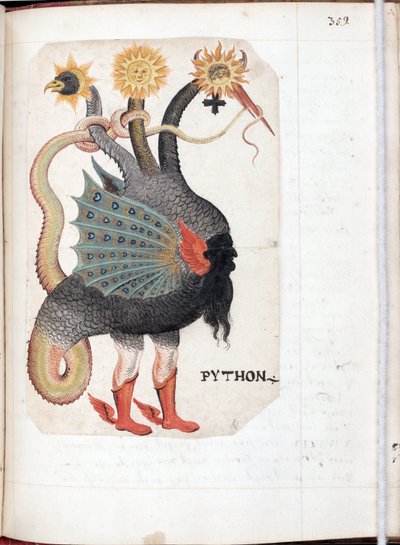 Python - Egy német mester munkája, akvarell pergamenre, Recueil alchimie et rosicrucienből, 1760 körül - (Python (a: Alchemical and Rosicrucian Compendium), Akvarell pergamenre német mestertől, kb. 1760) - Yale Egyetem, New Haven alkotó: German School