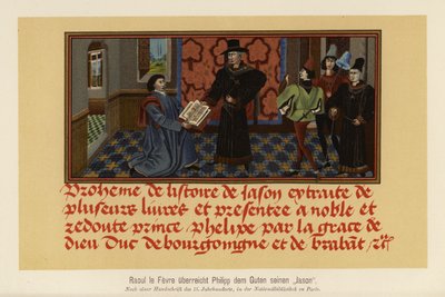 Raoul Lefevre bemutatja Histoire de Jason című művének kéziratát Jó Fülöpnek, Burgundia hercegének (színes lithó). alkotó: German School