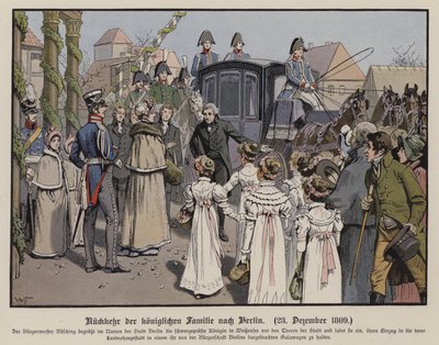 A porosz királyi család visszatérése Berlinbe, 1809. december 23. (színes litó) alkotó: German School