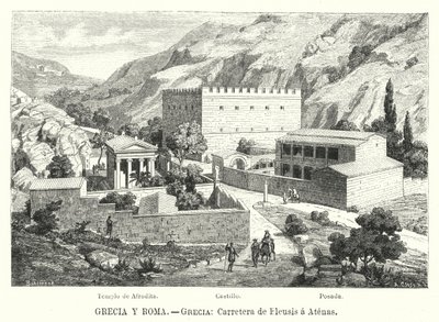 Út Eleusisból Athénba, Görögország (litho) alkotó: German School