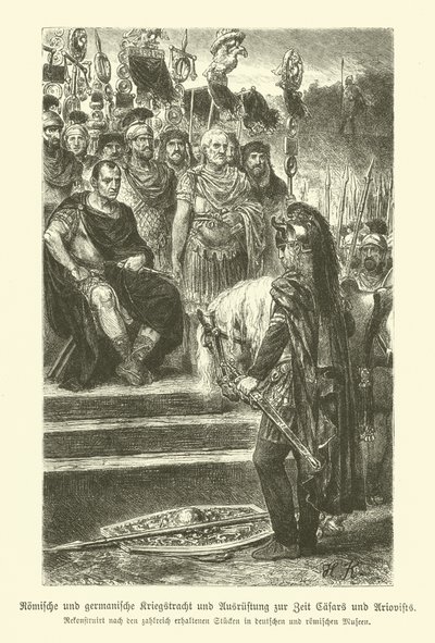 Julius Caesar és Ariovistus korabeli római és germán fegyverek és katonai viselet alkotó: German School