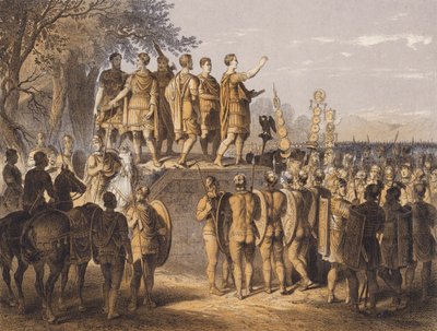 Római vezér beszél seregéhez (színes litográfia) alkotó: German School