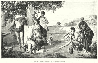 Római bábszínészek Pompejiben (litho) alkotó: German School