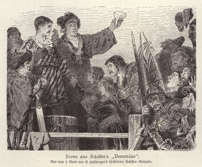 Jelenet Friedrich Schiller Demetrius című befejezetlen drámájából (metszet) alkotó: German School