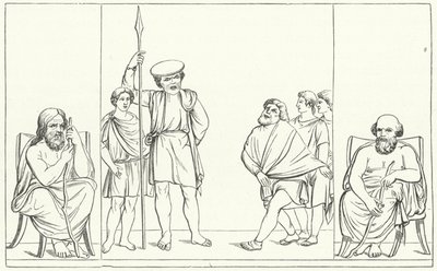 Jelenet Plautus római drámaíró drámájából (metszet) alkotó: German School