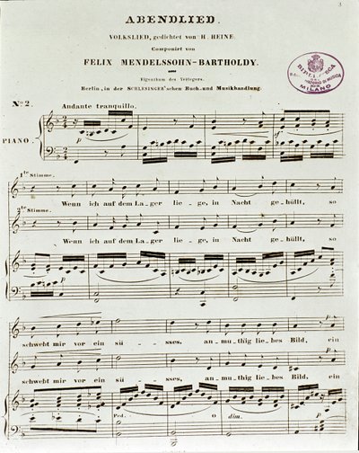 Az Abendlied eredményoldala, Felix Mendelssohn alkotó: German School