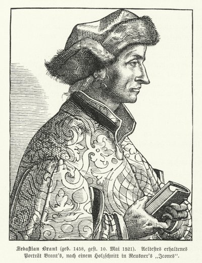 Sebastian Brant, német reneszánsz humanista és szatirikus (metszet) alkotó: German School