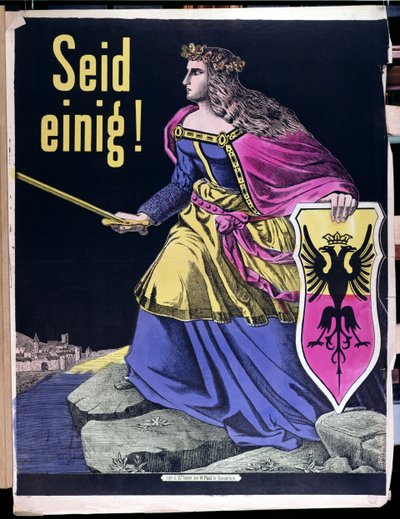 Légy egységes!, német hazafias plakát, 1870 körül alkotó: German School
