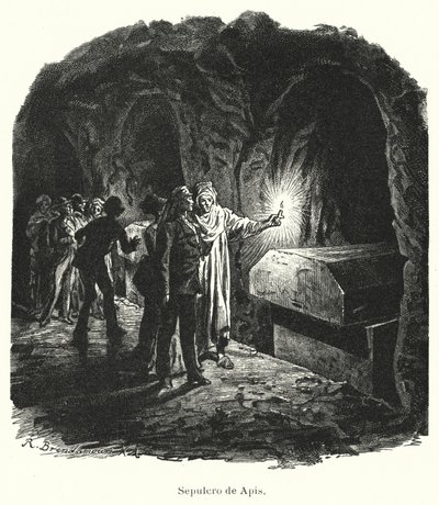 Szakkarai szerapeum, az ókori Egyiptomban imádott szent apis bikák sírja (litho) alkotó: German School