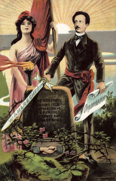 Szocialista propaganda képeslap alkotó: German School