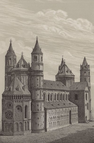 Szent Péter-dóm, a katedrális Wormsban, Németországban (litho) alkotó: German School