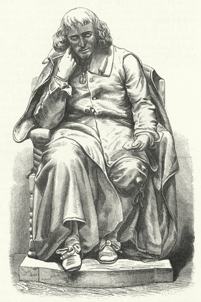 Baruch Spinoza holland filozófus szobra Hágában (metszet) alkotó: German School