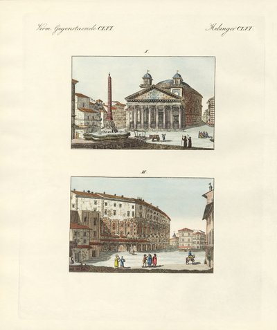 Furcsa épület Rómában (színes metszet) alkotó: German School