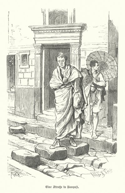 Utca az ókori római Pompeii városában (metszet) alkotó: German School