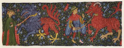 Mitikus lényeket ábrázoló gobelin alkotó: German School