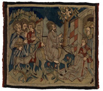 Tapestry panel with scenes from the Passion from an antependium, from Upper Rhineland (wool & linen) alkotó: German School