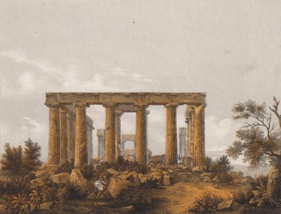 Aphaea templom, Aegina, Görögország (színes litográfia) alkotó: German School