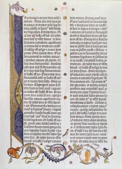 A 36 soros Biblia, Gutenberg nyomtatása (vellum) alkotó: German School