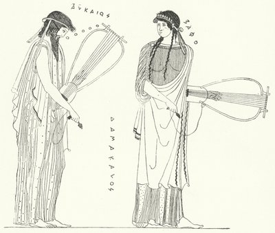 Az ókori görög költő, Alcaeus és szeretője, Szapphó (metszet) alkotó: German School