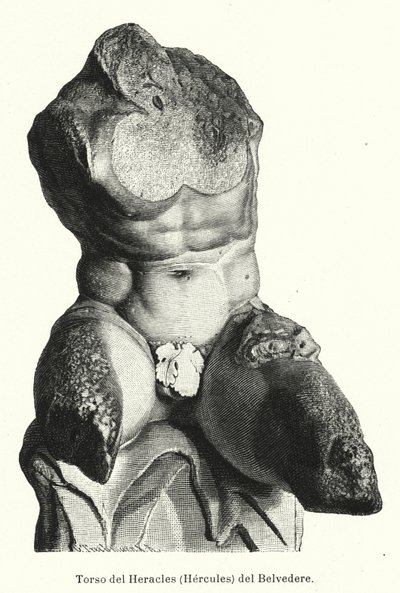 A Belvedere Torso, a római szobor, amelyet hagyományosan Herkules (litho) ábrázolásának tartottak. alkotó: German School
