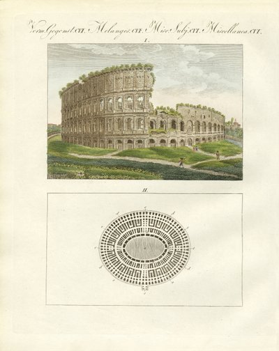 A Colosseum vagy Flavius Vespasianus császár amfiteátruma (színes metszet) alkotó: German School