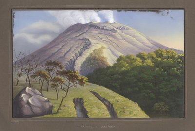 A Merapi-csúcs déli oldala 5231 láb magasságból nézve, 1836. szeptember VII., Topográfiai és Tudományos Atlasz az utazás Jáván keresztül, Dr. Mrs. Junghuhn, Magdebur alkotó: German School