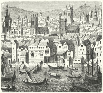 A Steelyard, a Hanza-szövetség kereskedelmi bázisa Londonban alkotó: German School