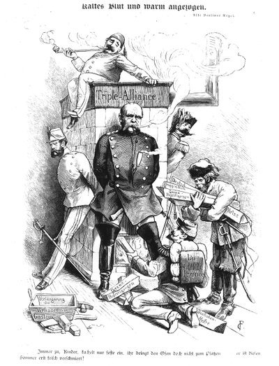 A hármas szövetség, a „Bismarck: hibák könyvéből”, 1883 (metszet) (bw fotó) alkotó: German School