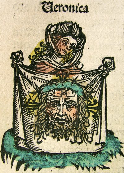Veronika fátyla, megjelent a Nürnbergi Krónikában, 1493 alkotó: German School
