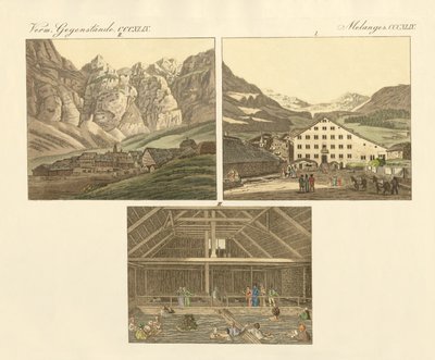 Leuker fürdője Wallis kantonban (színes metszet) alkotó: German School