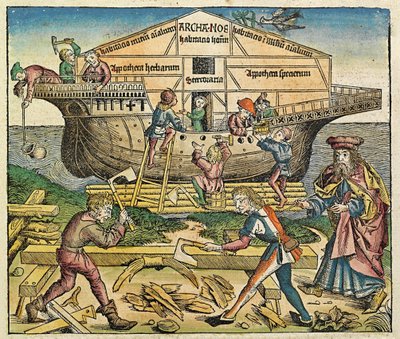 A Noé bárkájának épülete, a Nürnbergi Krónikában, 1493 alkotó: German School