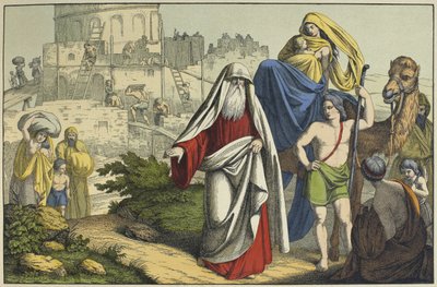 Bábel tornya építése, illusztráció a LAncien Testamentből, kiadó: Jakob Ferdinand Schreiber, Esslingen (színes metszet) alkotó: German School
