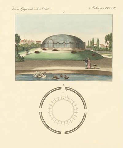 A kupola alakú épület Surrey állatkertjében (színes metszet) alkotó: German School