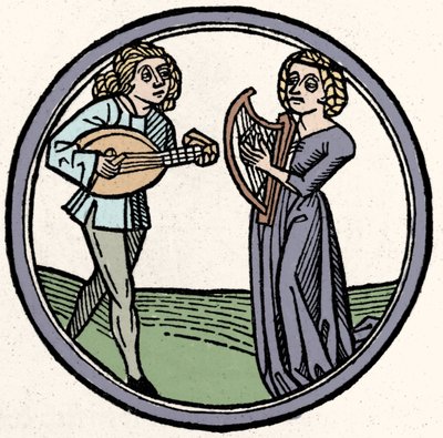A négy temperamentum: flegma (lassú és apatikus). Xilográfia, Augsburg 1480 alkotó: German School