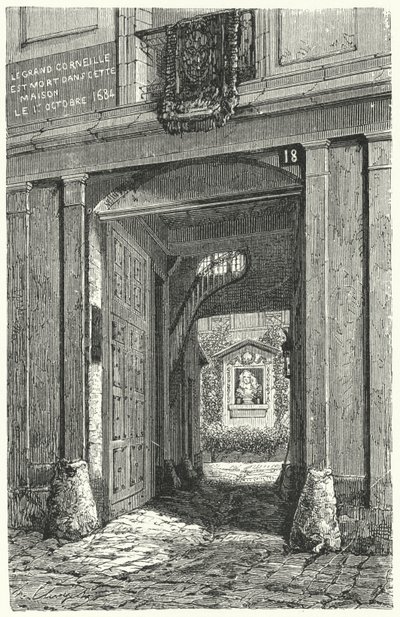 A párizsi ház, ahol Pierre Corneille francia drámaíró 1684-ben meghalt (metszet) alkotó: German School
