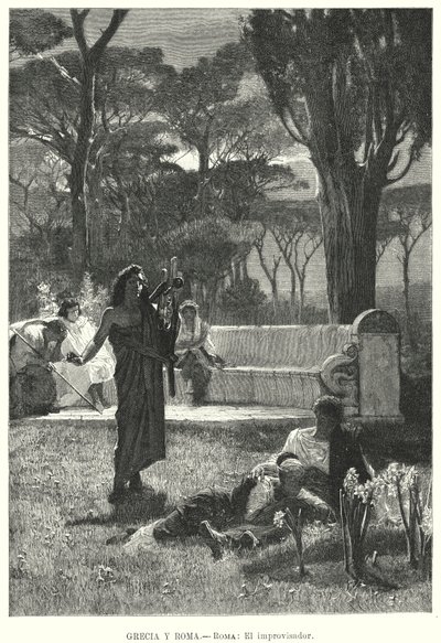 Az improvizor, ókori római szórakoztató (litho) alkotó: German School